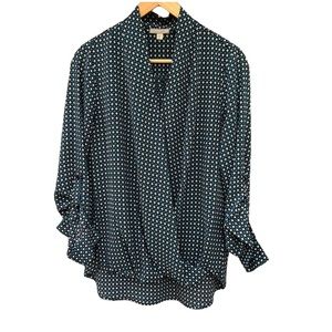 Pleione Faux Wrap Draped Blouse Womens Medium